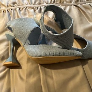 Cuccoo | Blue Knit Material Sling Back Retro Style Heels Size38.Fits like a 7.